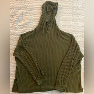 AE American Eagle Plush Hoodie in Olive Green